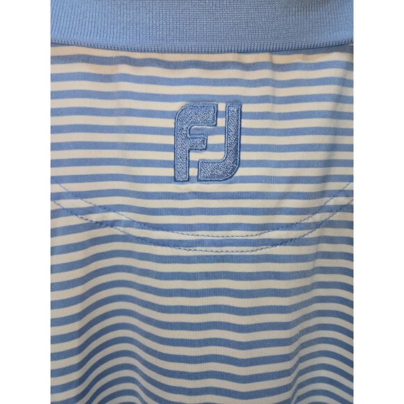 Footjoy FJ Mens Lisle Blue & White Striped Polo XXL - Picture 7 of 8